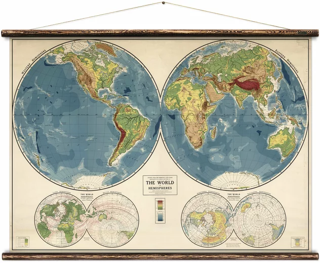 Vintage Card The World In Hemispheres - Erstwhile