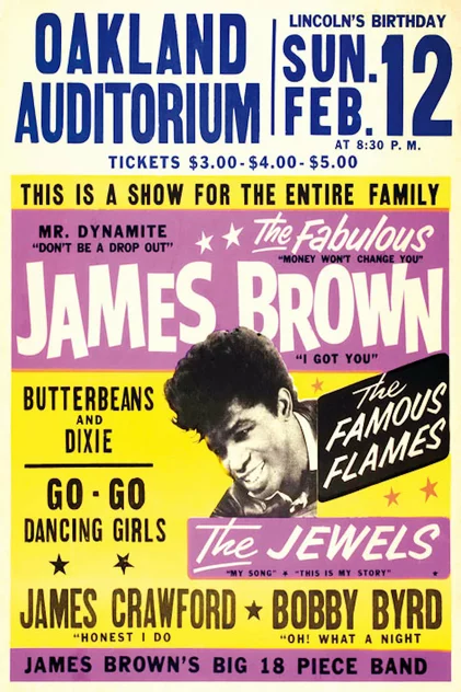 Blue-shaker Poster James Brown Oakland Auditorium 30 x 40 cm - Blue Shaker