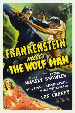 Blue-shaker Poster Frankenstein Meets The Wolf Man 30 x 40 cm - Blue Shaker