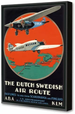 Blue-shaker Framed Canvas Dutch Swedish Air Route 50 x 75 cm - Blue Shaker