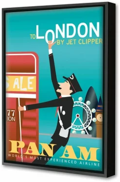 Blue-shaker Framed Canvas London PAN AM 40 x 60 cm - Blue Shaker