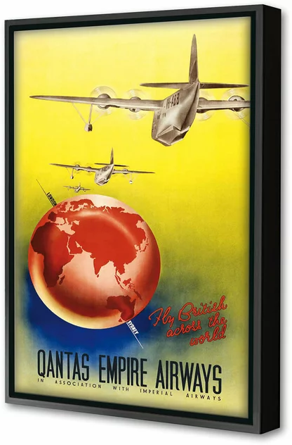 Blue-shaker Framed Canvas Quantas Empire Airways TWA 40 x 60 cm - Blue Shaker