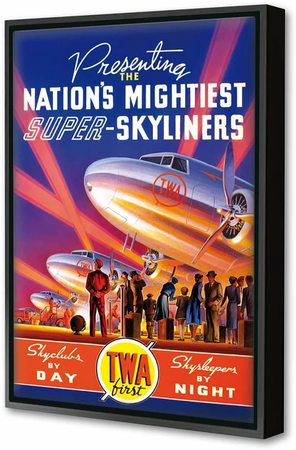 Blue-shaker Framed Canvas TWA Skyliners 40 x 60 cm - Blue Shaker