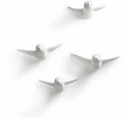 Wall Decoration 4 white Ceramic Birds Oiseau - Thomas Poganitsch