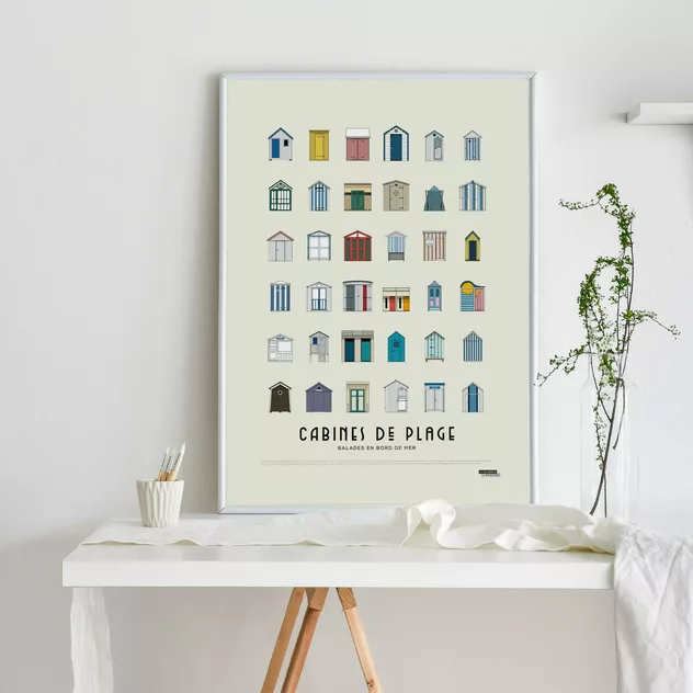 Poster Beach Cabins 50x70 - La Majorette à Moustache - Image 2