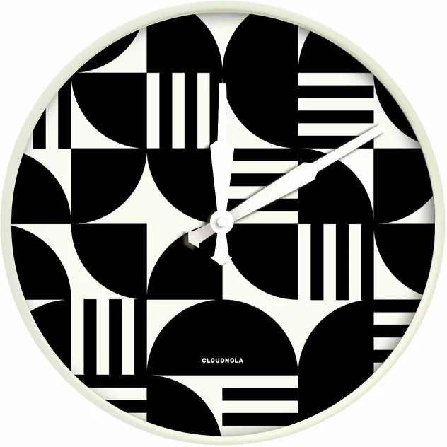 Black And White Wall Clock Swiss Geometric Bauhaus - Cloudnola