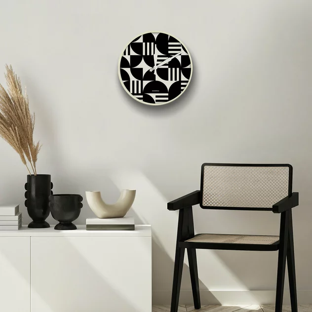 Black And White Wall Clock Swiss Geometric Bauhaus - Cloudnola - Image 2