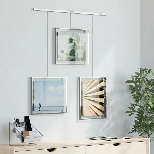 Set Of 3 chrome Steel And Glass Frames 20 × 25 cm Exhibit - Umbra - Image 2