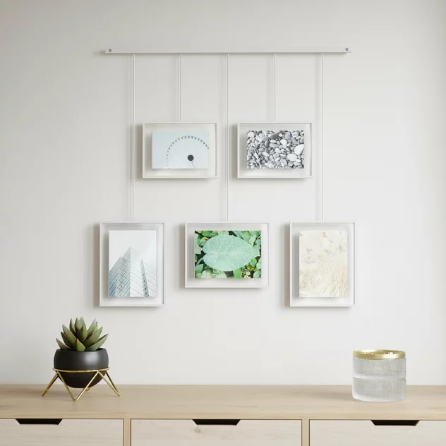 Exhibit Set Of 5 white Steel And Glass Frames 27 × 31 cm - Umbra - Image 2