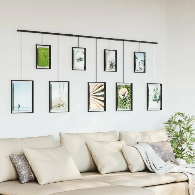 Exhibit Set Of 9 Steel And Black Glass Frames 88 x 30 cm - Umbra - Image 2