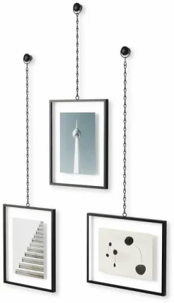Set Of 3 black Metal Hanging Photo Frames 20x25 Cm Fotochain - Umbra
