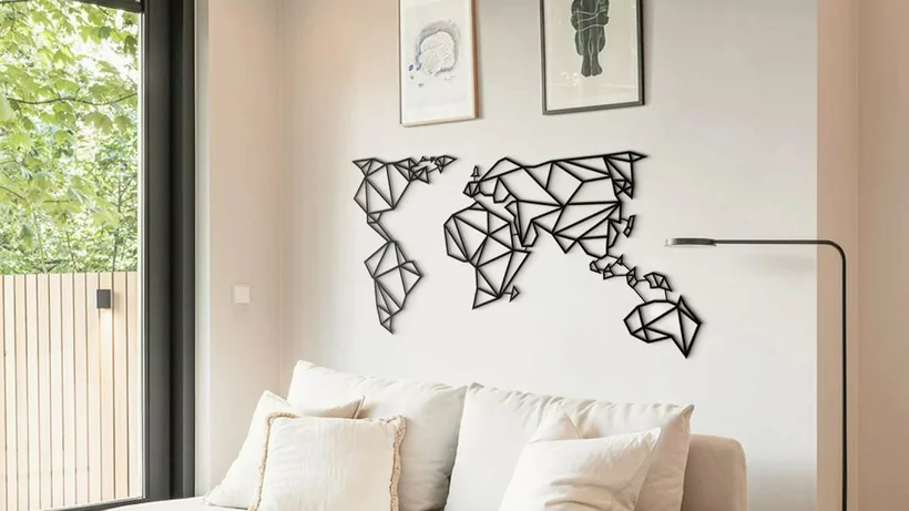 Black Metal Wall Decoration World Map - Hoagard - Image 3