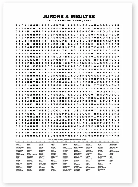Poster Compilation Of Swearwords And Insults 50x70 - La Majorette à Moustache