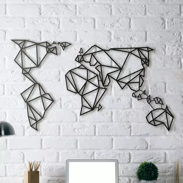Black Metal Wall Decoration World Map - Hoagard - Image 2