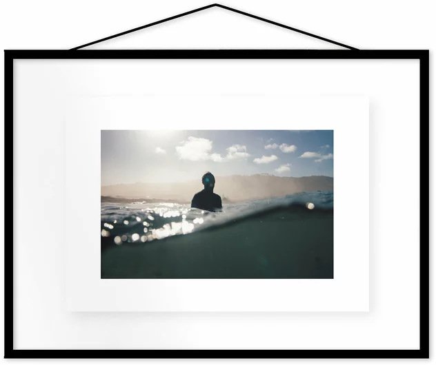 Framed Surfing Life Poster Moebe Black A3 - Le Renard