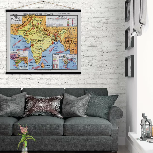 India Political And Economic Map 100x80 - Blue-Shaker - Image 2