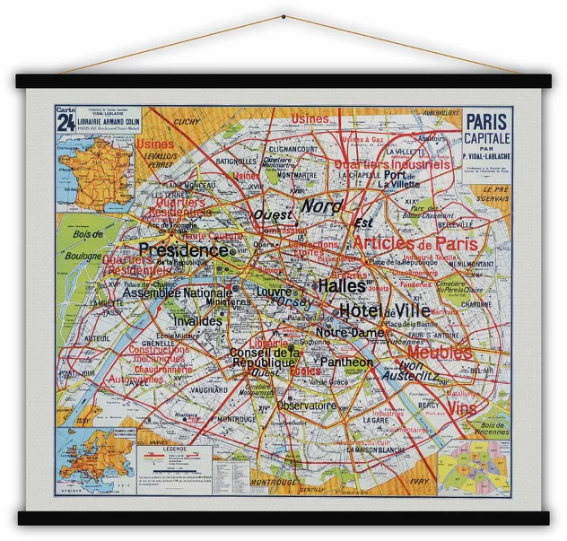 Paris Map 100x80 - Blue-Shaker