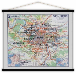 Map Of Paris And Surroundings 100x80 - Blue-Shaker