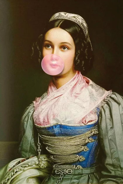 Blue-shaker Poster Chewing Gum Woman 30 x 40 cm - Blue Shaker